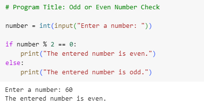 Python conditional statements: Odd or Even Number Check